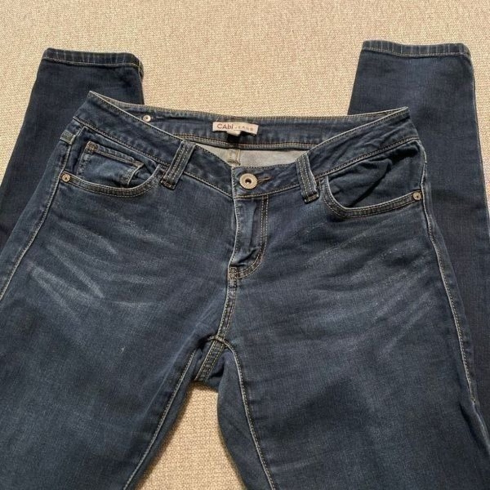 Cabi Jeans Womens 4 Dark Wash Skinny Denim Flap Pocket Low Rise Stretch Denim